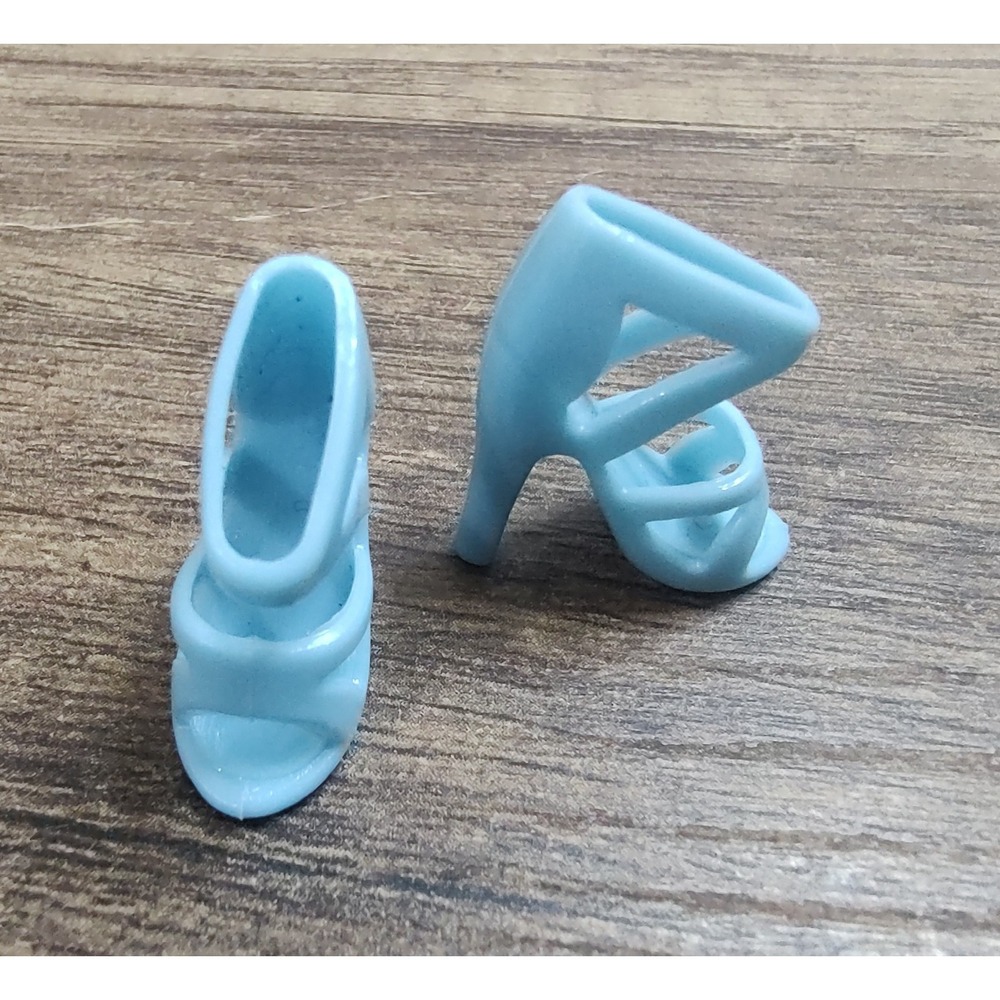 Light Blue Plastic Doll High Heel Shoes Fashion Accessory Ankle Strap Peep Toe